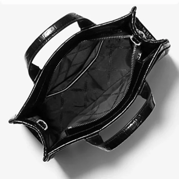 Michael Kors Gigi Glossy Black Embossed Crossbody/Satchel Bag - Picture 2 of 8